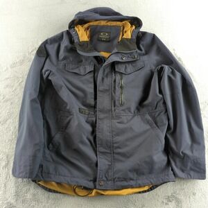 Oakley Jacket Mens Medium Blue Hooded Ripstop Nylon Winter Parka Lined Pockets